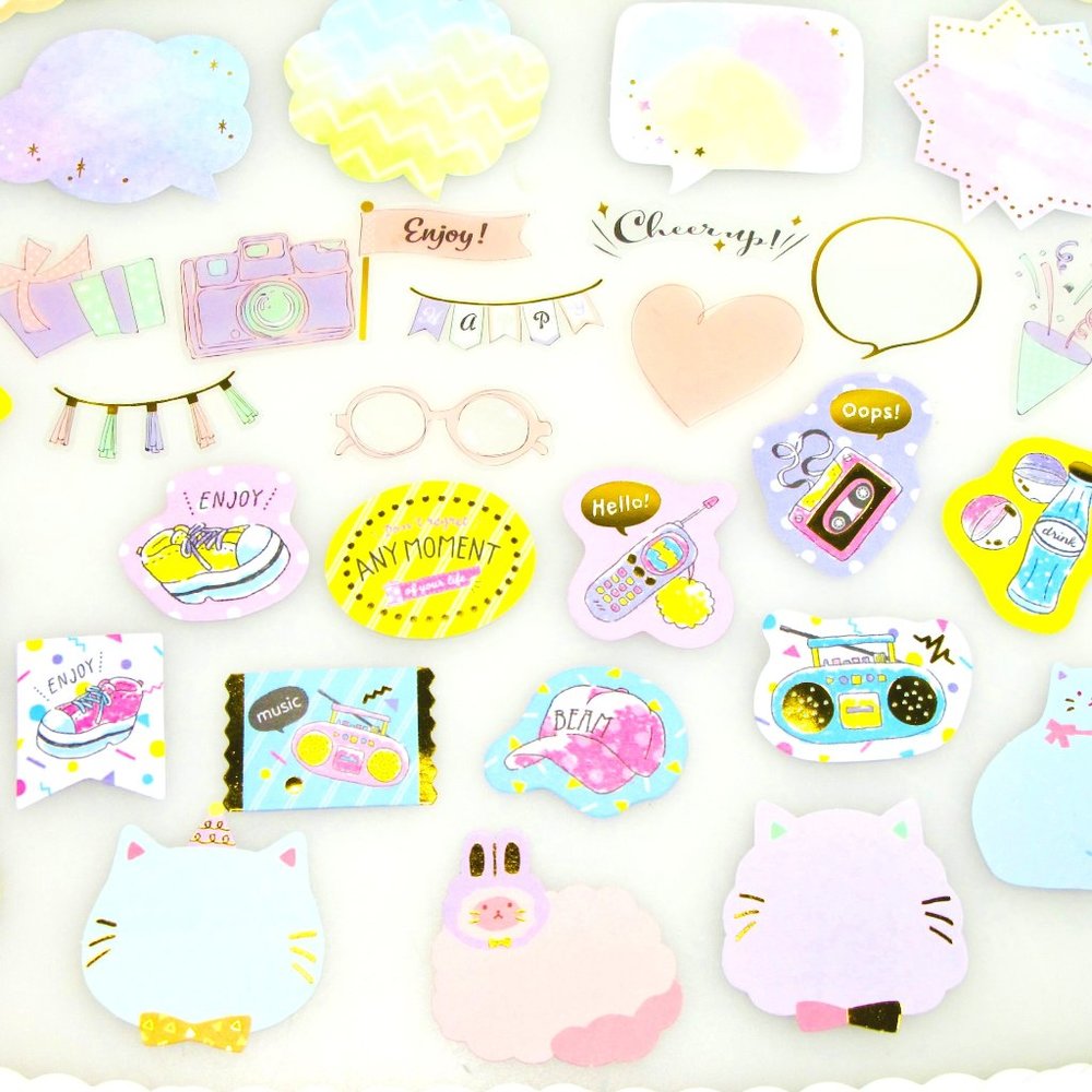 45 pc. Kawaii Sticker Stationary Set, Pastel Color Kawaii Gift Set